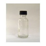 1 Oz (30 ml) CLEAR Boston Round Glass Bottle w/ Cap - Pack of 12