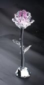 CUT CRYSTAL PINK STANDING ROSE ORNAMENT