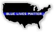 Reflective United States Outline with Thin Blue Line Blue Lives Matter Decal 4.5 x 2.5