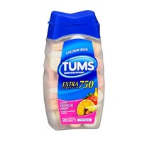 Tums Tums Extra Strength Antacid Calcium Supplement, Assorted Tropical Fruit 96 Chewable Tablets (Pack of 3)