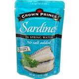 Crown Prince Sardines in Spring Water, No Salt Added, 3.53 Ounces (Pack of 6)