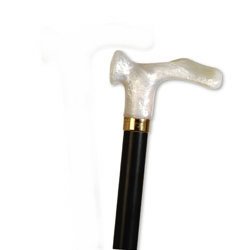 wood cane - With Contour Grip. Pearl Acrylic Right Handle, this cane is designed to fit the hand like a glove for its palm grip handle. This cane and walking stick is very secure and comfortable and has a weight capacity of 250 pounds. This ergonomic wood cane is ideal for arthritis sufferers. It distributes weight across the entire palm. Height approx: 36 - 37 