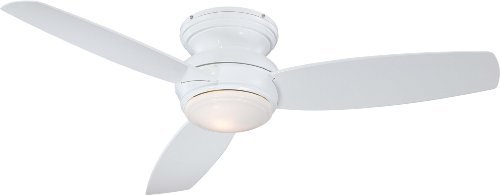 Minka-Aire F594-WH, Tradition Concept White Flush Mount 52 Outdoor Ceiling Fan w/ Light & Ctrl