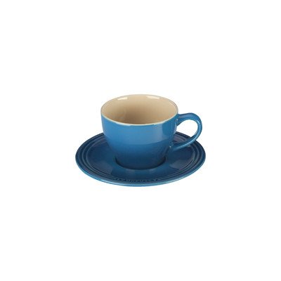 Le Creuset Stoneware Set of 2 Cappuccino Cups and Saucers, Marseille