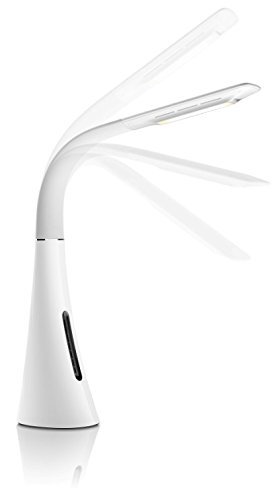 Captain 7W Sliding Dimmable Touch Switch Flexible LED Desk Lamp, 7-Level Dimmer, Flexible Neck, No Flickering, No Ghosting, Multiple Angles--White