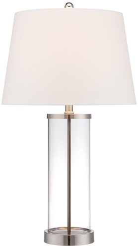 Glass and Steel Cylinder Fillable Table Lamp
