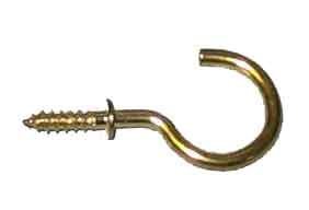 100 Brass Plated 1 Inch Cup Hook 5/8 Curve