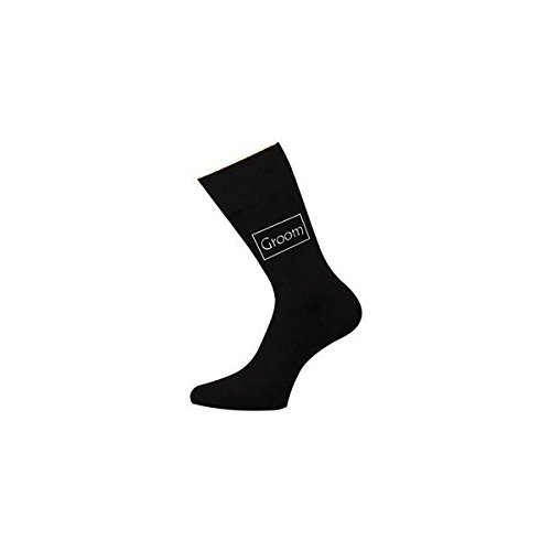 Groom Luxury Black Cotton Wedding Socks Favour Gift Size 6 - 12
