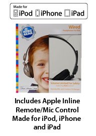 Kidz Gear Wired Headphones for APPLE PRODUCTS ONLY - Includes Inline Remote/Mic Audio Control
