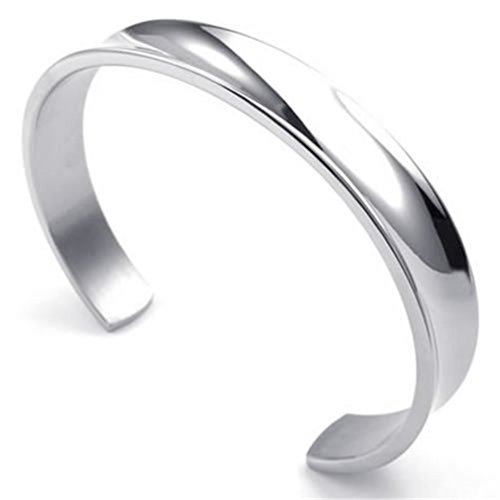 HITOP Jewelry Mens Womens Stainless Steel Bracelet Cuff Bang Silver , L (L (7 x 1.0 cm))
