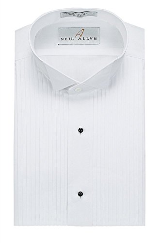Neil Allyn Men's Tuxedo Shirt Poly/Cotton Wing Collar 1/4 Inch Pleat (18.5 - 34/35)