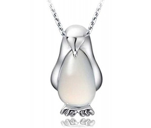 findout ladies sterling silver Penguin opal pendant necklace , for women girls children.(s036)