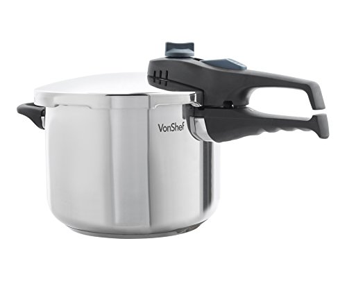 VonShef Stainless Steel Pressure Cooker For All Cooking Surfaces, 6.3 QT