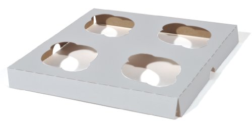 Southern Champion Tray 10007 Clay Coated Kraft Paperboard 4-ct Cupcake Insert, 7-7/8 Length x 7-7/8 Width x 7/8 Height (Case of 200)