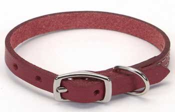 Coastal Pet Products Circle T Oak Tanned Leather Town Dog Collar, 3/8 x 12, Red