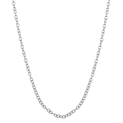 Rhodium Plated Sterling Silver 1mm Adjustable Length Open Cable Chain (22 inch max length)