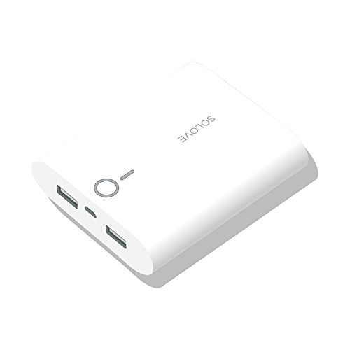 Solove F1 10000 mAh Power Bank, Dual USB Ports, 2A Fast Charge, Ultra Slim and Compact , Universal Compatible Portable Charger / External Battery Pack for iPhone, iPad, Android (White)