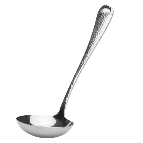 Ginkgo International Hammered Finish Kitchen Tool, Stainless Steel Soup/Punch Ladle, 11-inch, 1-Count