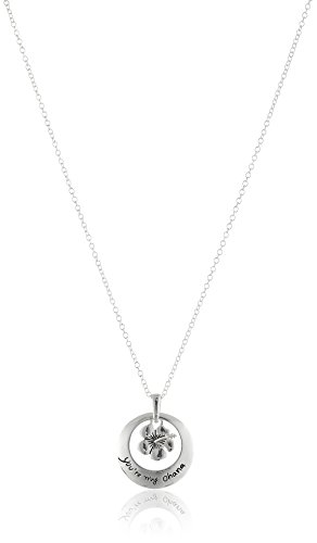 Disney Sterling Silver Circle with Flower You're My Ohana Pendant Necklace, 18