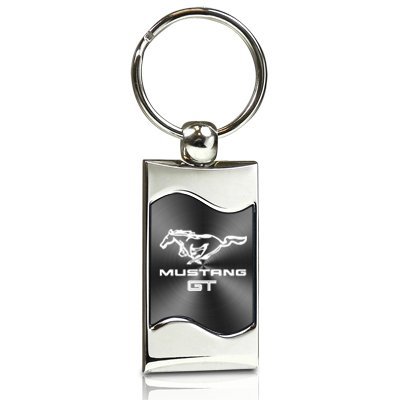 Ford Mustang GT Gray Spun Brushed Metal Key Chain