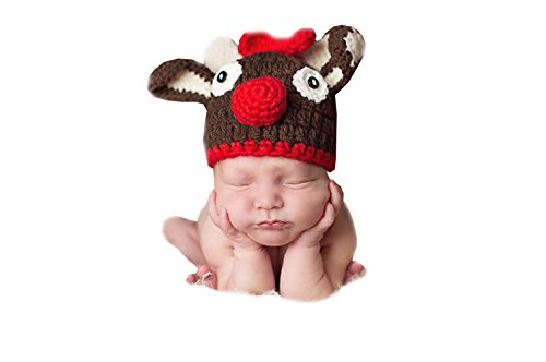 MIXMAX Newborn Baby Deer Hat Cap Knitted Crochet Clothes Photo Props