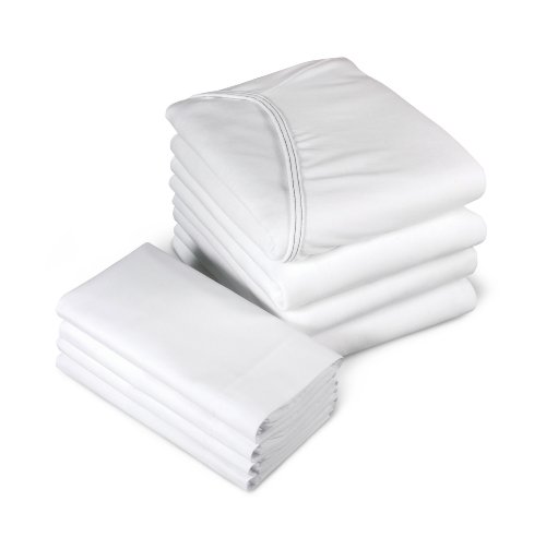 Medline Hospital Bed Sheet - Flat Top Sheet, Snug Fit bottom - White Soft Fit, Jersey Knit -1 Each