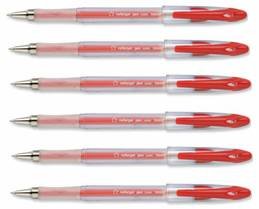 6 x Quality Red Roller GEL INK PENS FAST