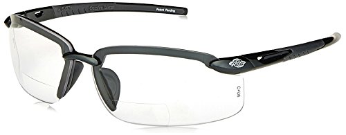 ES5 Reader Crossfire Safety Glasses Clear Diopter 2.0 Shiny Pearl Gray Frame