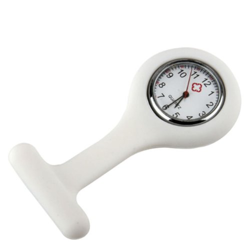 White Brooch Type Nurses Silicone Fob Watch