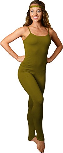 Stretch is Comfort Women's Camisole Catsuit Unitard Olive Green Large