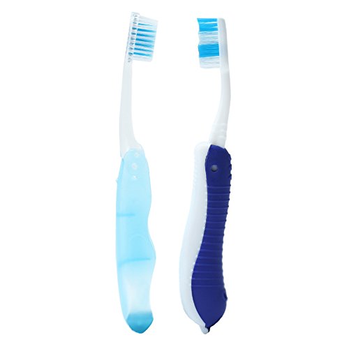 Travel Portable Folding Soft Toothbrush Pack of 2 (Colors might vary)