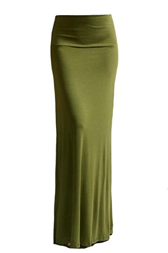 Viosi Women's Rayon Spandex Solid Long Maxi Skirt - Made in USA