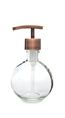 Moon Round Recycled Glass Soap Dispenser with Metal Pump (Copper Modern)