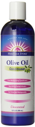 Heritage Store Hair Conditioner, Unscented Olive Oil, 12 Ounce