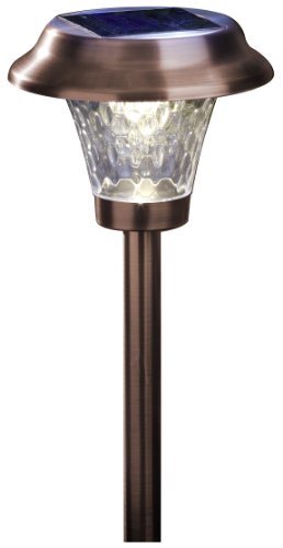 Moonrays 91762 Alexa Style Solar Light, Metal Path Light, LED is 6X-Brighter, Bronze, 4-Pack