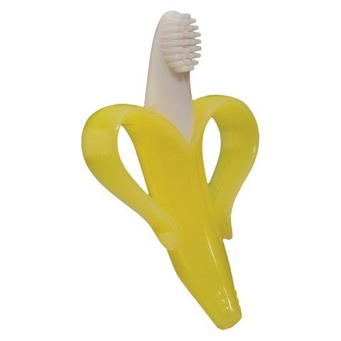 SKS® Environmentally Safe Silicone Banana Baby Teether Toothbrush with Handles