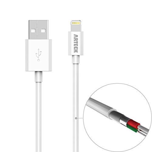 [Apple MFI Certified][iOS9 Compatible]Arteck Lightning to USB Cable 3.3ft/1M Sync and Charger Cord for Cell Phone iPhone 5/5s/5c/6/6 Plus/iPod 7/iPad Mini/Retina/iPad 4/iPad Air[2 Years Warranty]White