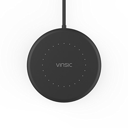 Vinsic Wireless Charger Ultra-Slim Qi Wireless Charging Pad for Galaxy Note 7, S7, S7 edge,S6,Note 5 ,S6 Edge+,S6 Edge, Nexus 4/5/6 and All Qi-Enabled Devices (Black)