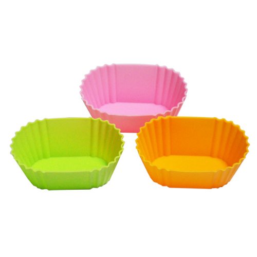 M.V. Trading Silicon Food Sushi Mold Cup for Bento Lunch Box, Oval, Set of 3