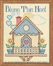Jack Dempsey Stamped Antique Sampler, 11-Inch by 14-Inch, Bless This Nest