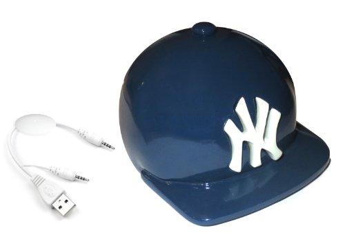 NY Blue Baseball Cap USB MP3 Bluetooth FM Radio Speaker