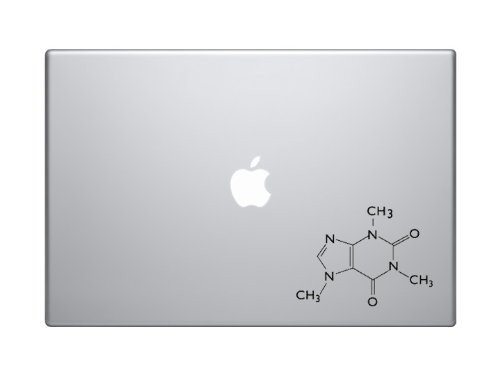 Caffeine Molecule Molecular Model - 5 Black Vinyl Decal Sticker Car Macbook Laptop