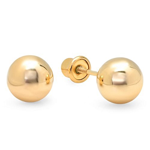 14k Yellow Gold Ball 4mm Stud Earrings with Screw Backings