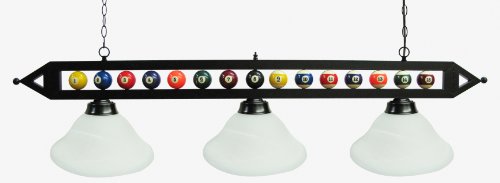 59 Black Metal Ball Design Pool Table Light Billiard Lamp W White Glass Shades