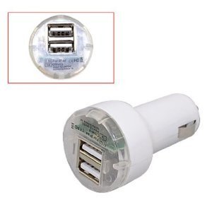 i2 Gear White Dual USB 3.1A Car Charger for iPhone, iPod, iPad, Samsung Galaxy S3, S4, Motorola, BlackBerry, HTC and more. 3.1 Amps of juice with Free i2 Gear LCD Cloth