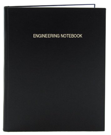 BookFactory® Black Lab Notebook - 96 Pages (.25 Grid Format), 8 7/8 x 11 1/4, Black Cover, Smyth Sewn Hardbound Laboratory Notebook (LIRPE-096-LGS-LKT4)