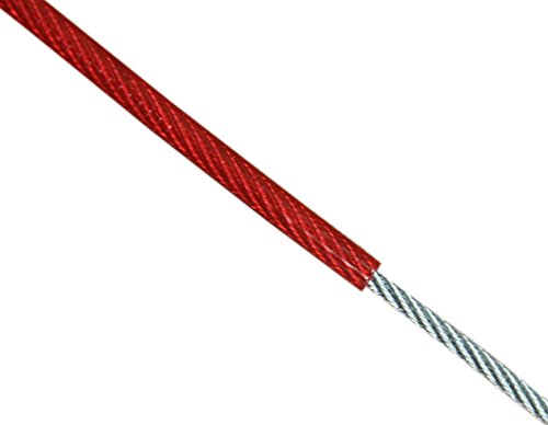 Loos Stainless Steel 302/304 Wire Rope, Vinyl Coated, 7x7 Strand Core, Red