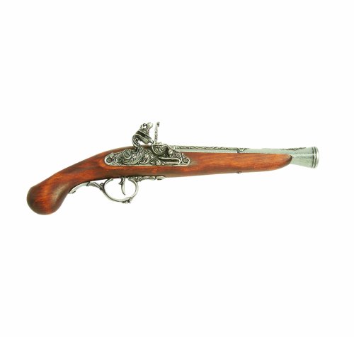 Denix Replica Early 18th Century Trim German Non Firing Gun Flintlock Pistol, Gray