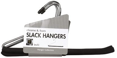 Whitmor 6100-1149 Chrome and Foam Collection Slack Hangers, Set of 3