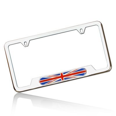 Union Jack License Plate Frame - Polished Stainless Steel